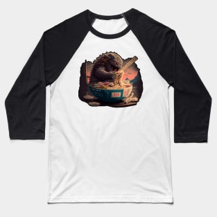 Kaiju eating ramen II - 16-bit Baseball T-Shirt